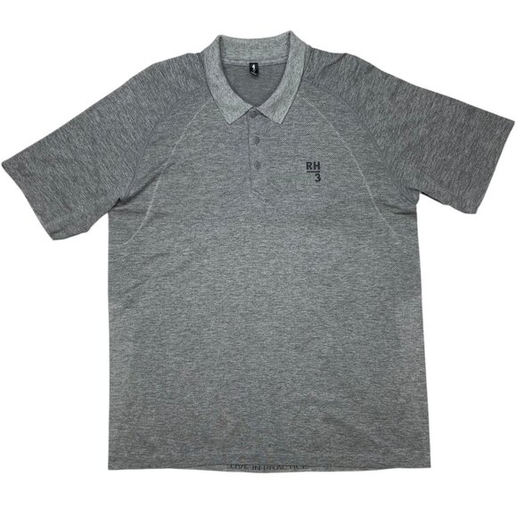 Lululemon Mens Polo Shirt 2XL XXL Gray Short Sleeve RH3 Logo Athleisure Golf - Picture 1 of 12